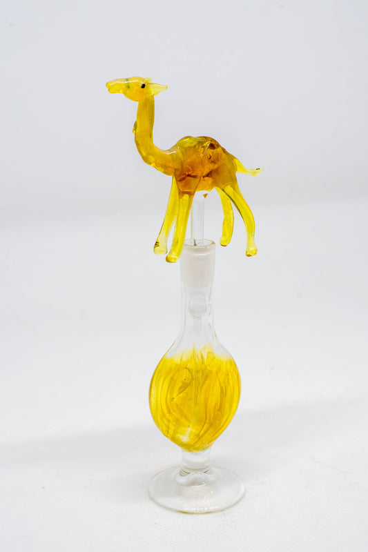 Hand Blown Glass Perfume Bottle: Yellow Camel