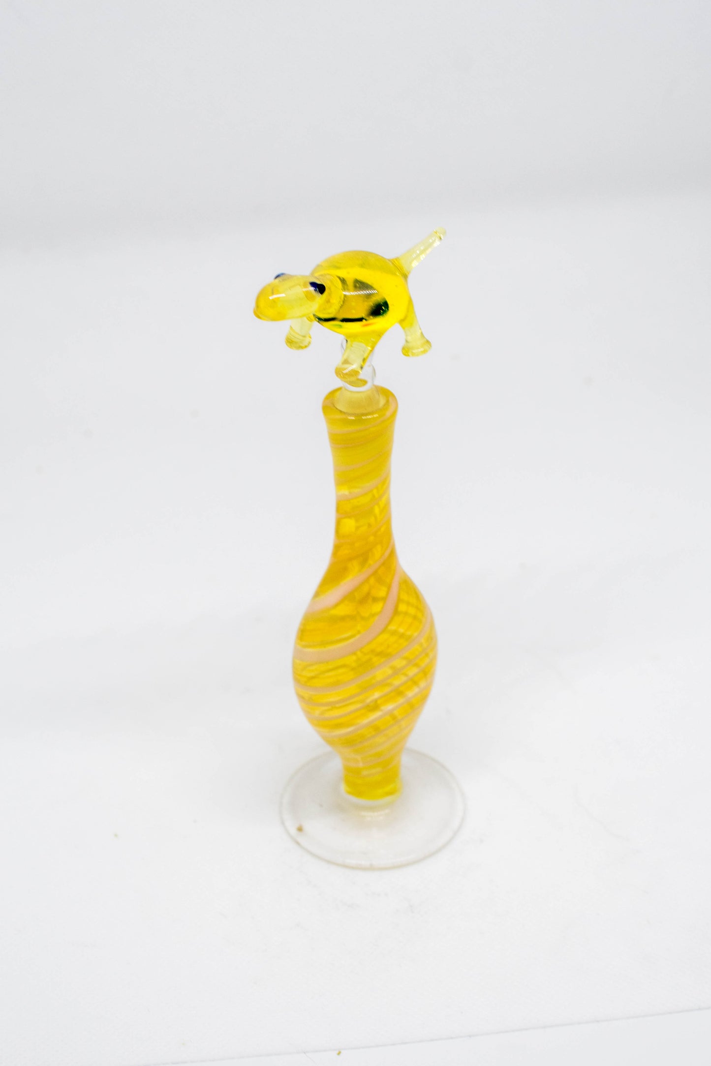 Hand Blown Glass Perfume Bottle: Yellow Tortoise