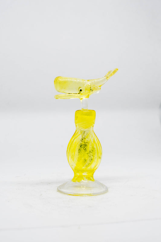 Hand Blown Glass Perfume Bottle: Yellow Whale