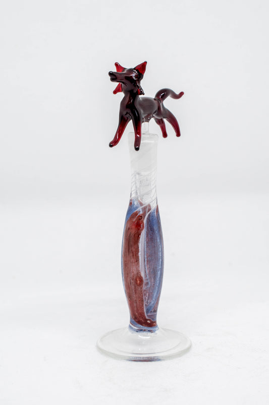 Hand Blown Glass Perfume Bottle: Sneaky Red Fox