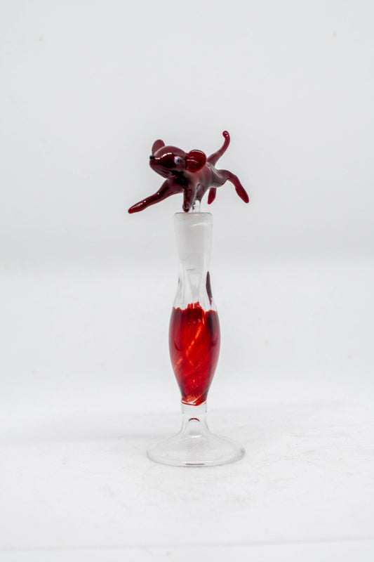 Hand Blown Glass Perfume Bottle: Red Mouse