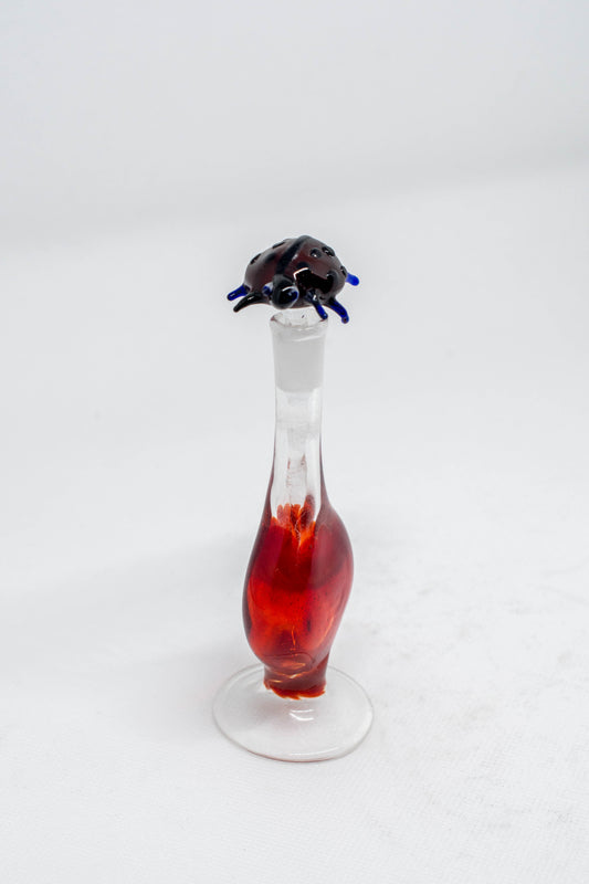 Hand Blown Glass Perfume Bottle: Blue Legged Lady Bug